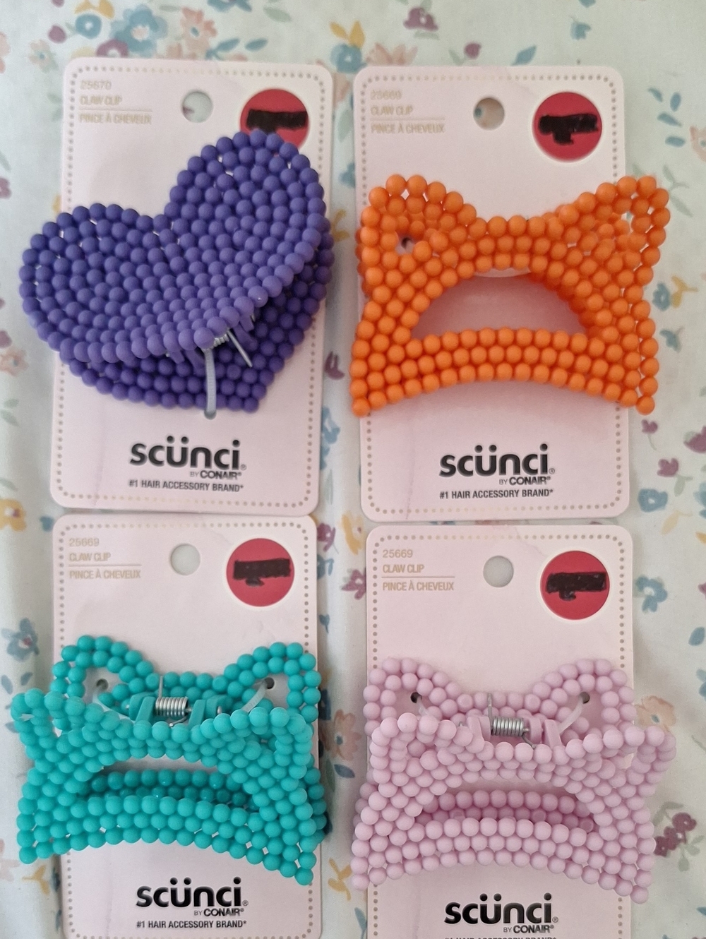 Scunci Vibrant Hair Clips - Orange, Purple, Pink, turquois